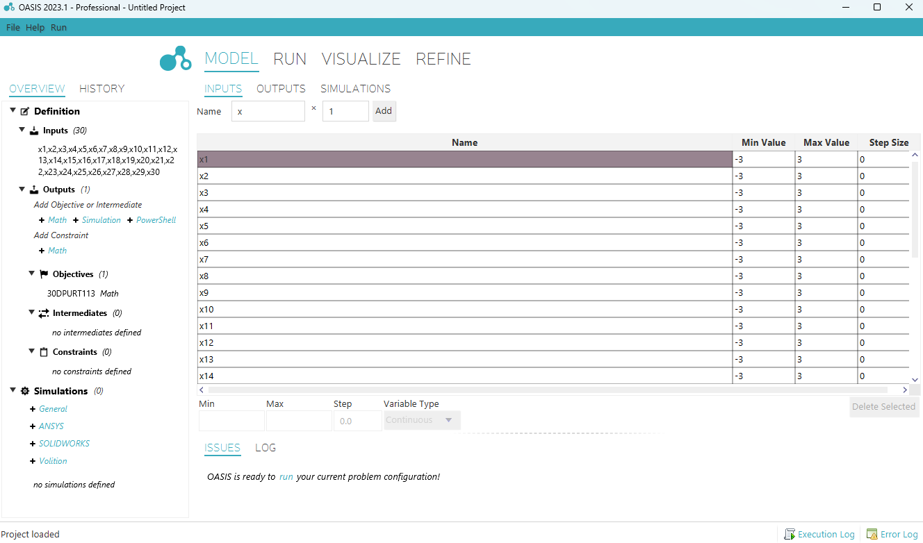 OASIS software main interface
