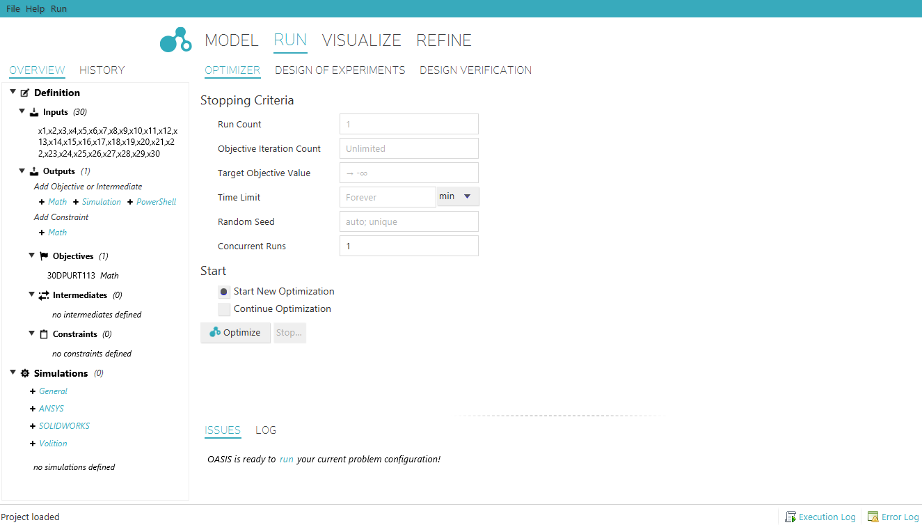 OASIS software main interface